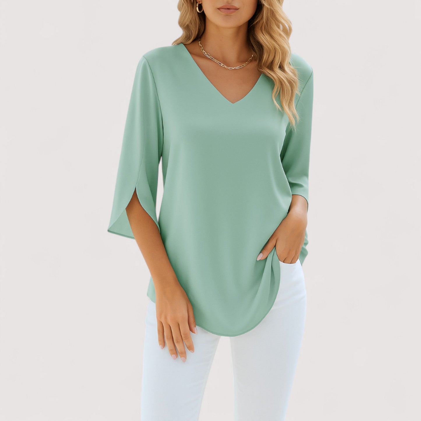 Mia | V-Ausschnitt Chic-Bluse