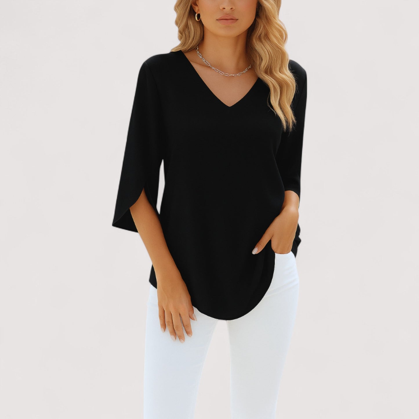 Mia | V-Ausschnitt Chic-Bluse