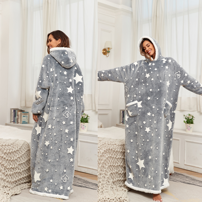 Himmelswärme | Überlanger Sherpa-Hoodie mit Glow-Effekt