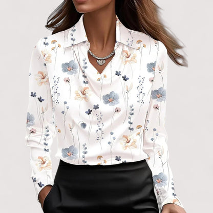 Luna | Satinbluse mit V-Ausschnitt