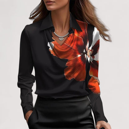 Luna | Satinbluse mit V-Ausschnitt