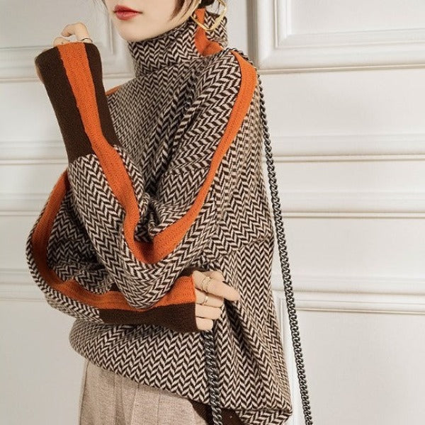 Lyvra | Rollkragenpullover mit Kontraststreifen