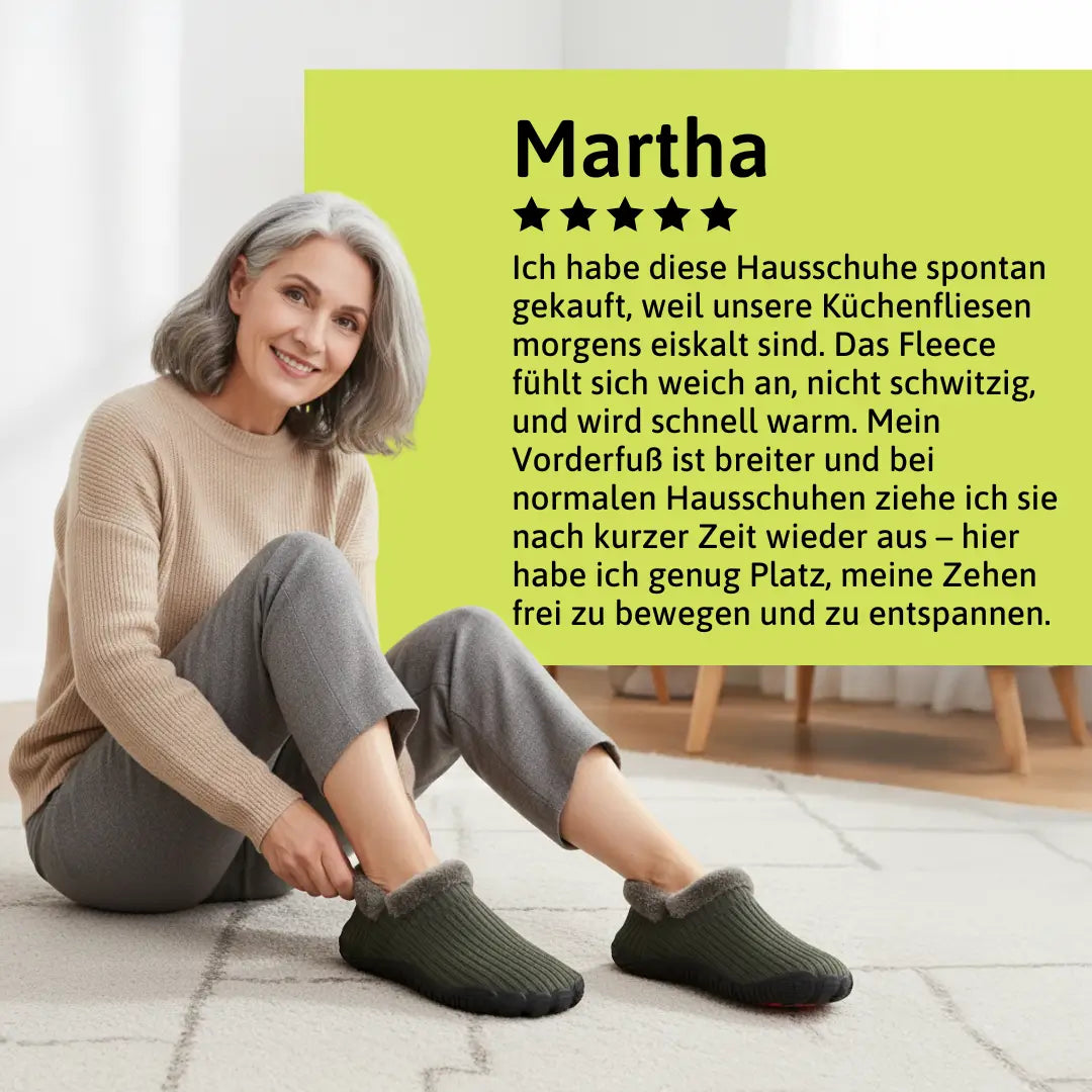 Natuvo | Ultrawarme Barfuß-Hausschuhe mit Anti-Rutsch-Sohle & Kuschel-Fleece
