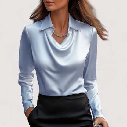 Luna | Satinbluse mit V-Ausschnitt